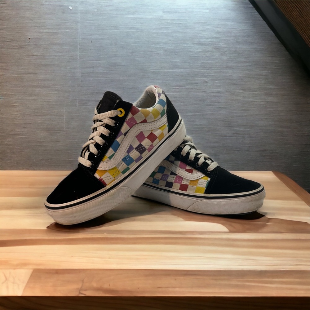 Vans SK8 low multicolored checkerboard kids 3.5